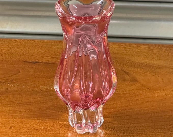 Vintage 1960’s Josef Hospodka for Chribska Glassworks Cranberry Coloured Vase
