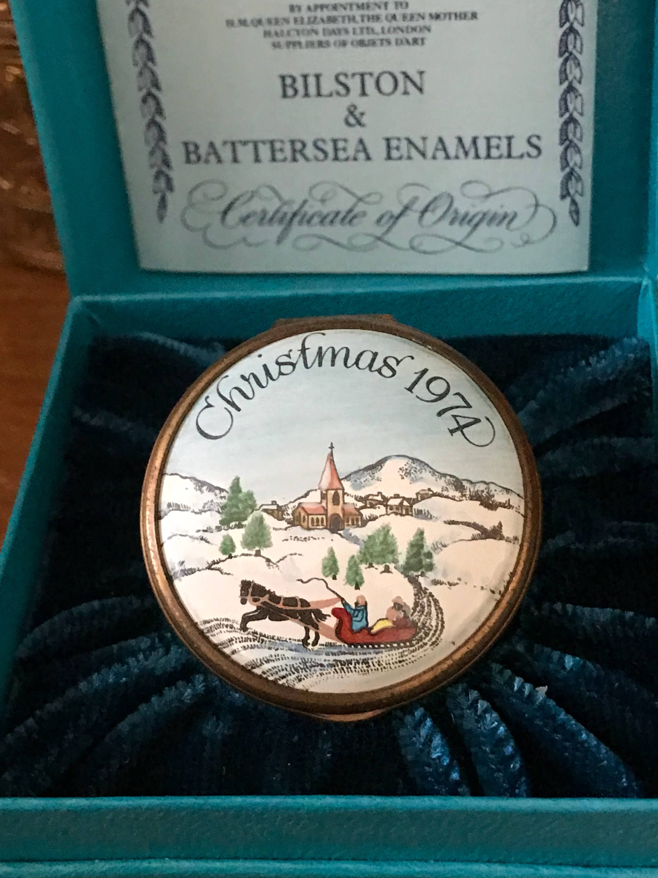 Rare Halcyon Days Bilston & Battersea 1974 Christmas Trinket Box in ...