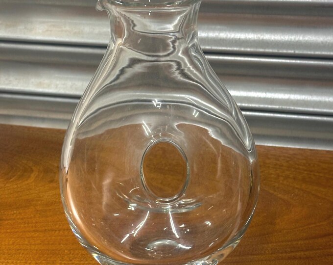 Retro Mid Century Clear Glass Pitcher Decanter Hand Blown -Could also be used as a Vase