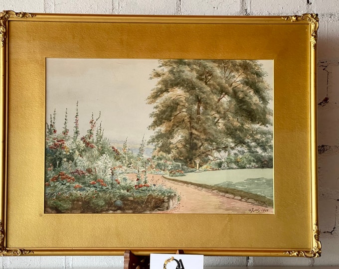 Beautiful Original Watercolour of The Grove, Malpas, Newport signed H J W 1923