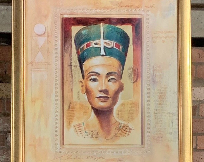 Very Large Gilt Framed Print Depicting A Egyptian Pharaoh