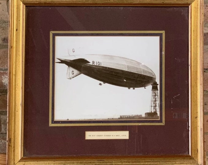 Large Gilt Framed Original Photo Of The R101 At Its Mooring Mast in Cardington, Bedfordshire