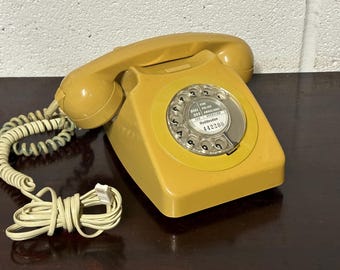 Vintage 1970s Mustard Yellow GPO Rotary Dial Telephone – Retro Home Décor - Sold untested