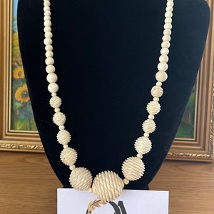 Unusual Vintage Carved Beaded Necklace