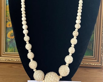 Unusual Vintage Carved Beaded Necklace