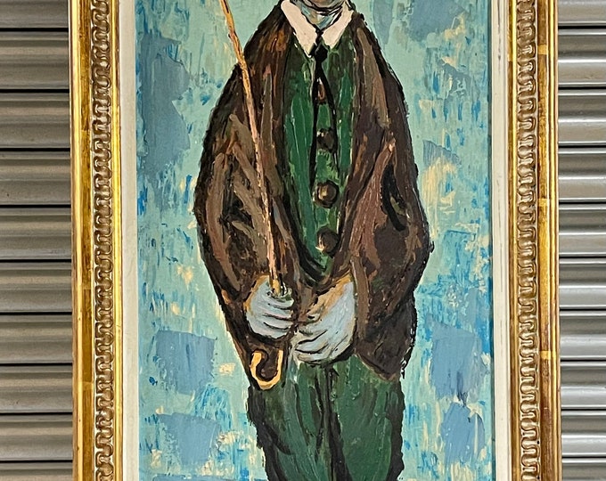 Mid Century Oil Painting ‘Sad Clown’ by the Spanish Artist Grifoll