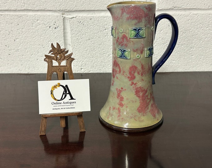 Antique Royal Doulton Stoneware Jug Art Nouveau Decorated With Butterflies