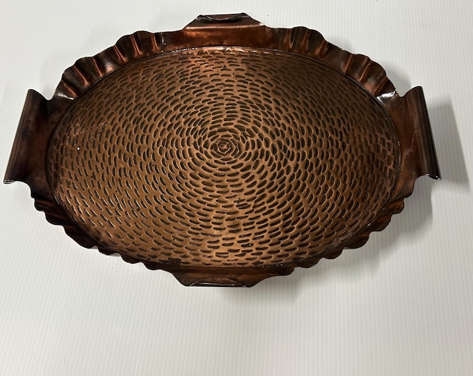 Lovely Antique Victorian Hand Beaten Hand Made Art Nouveau Period Copper Tray