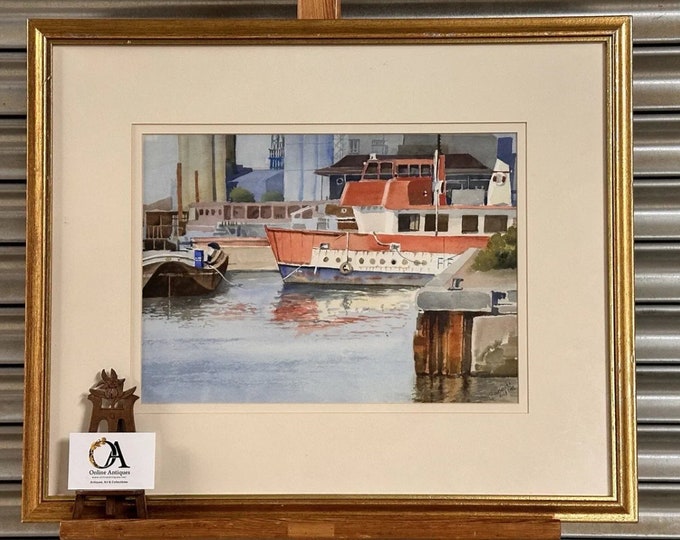 Lovely Original Acrylic Painting Of The Ballast Quay, Thames By Peter Luscombe