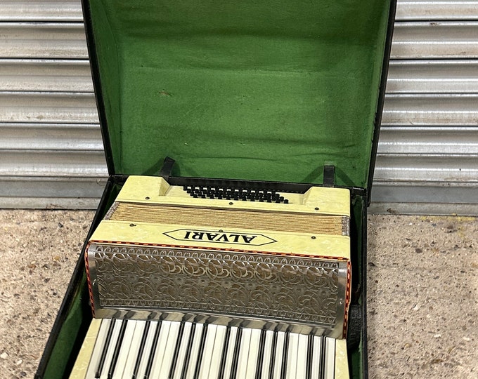 Vintage German Alvari Accordion With Original Case