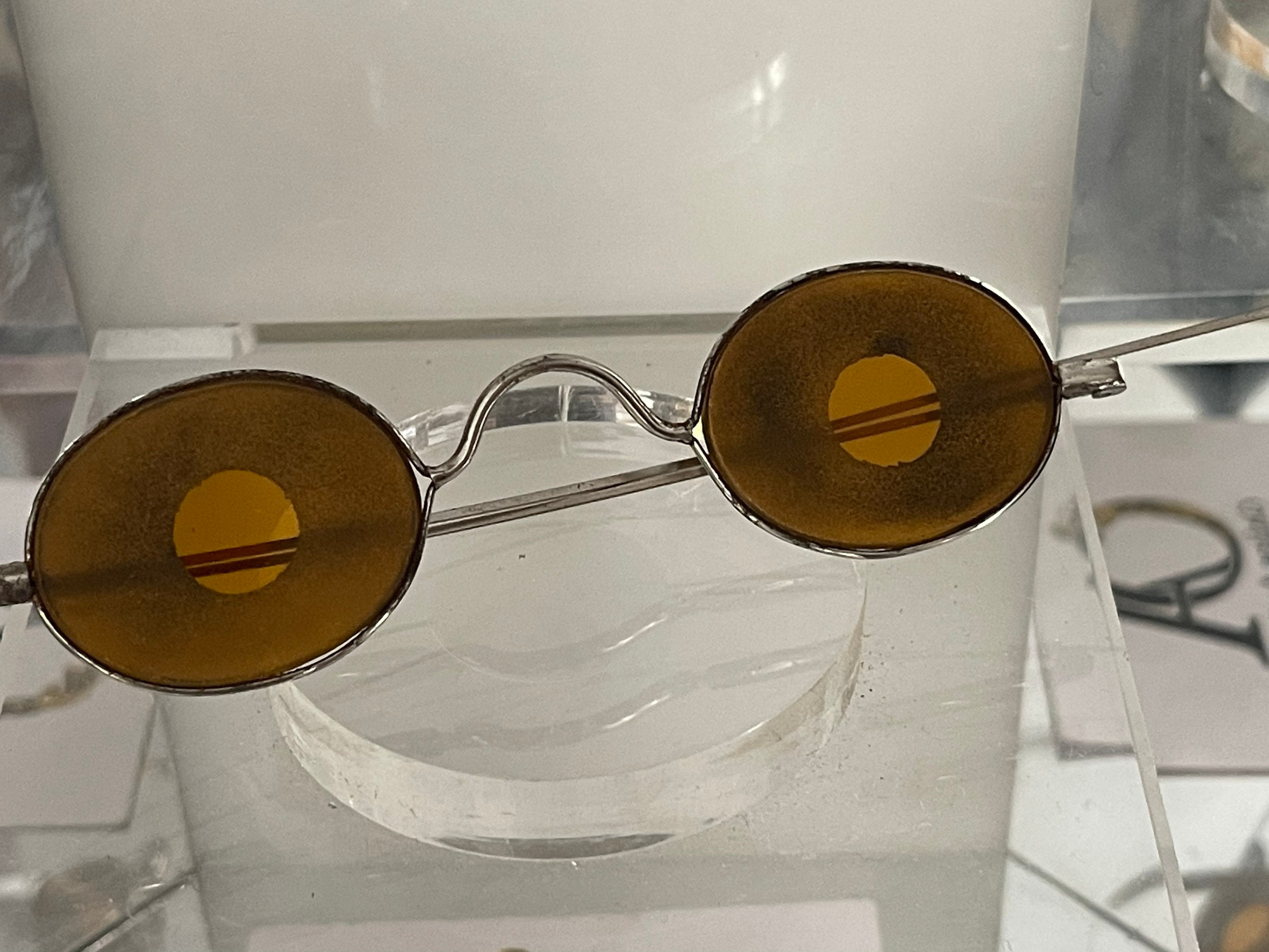 Antique Pair of c1800s Orange Clear Centre Shooting/Scenery Spectacles