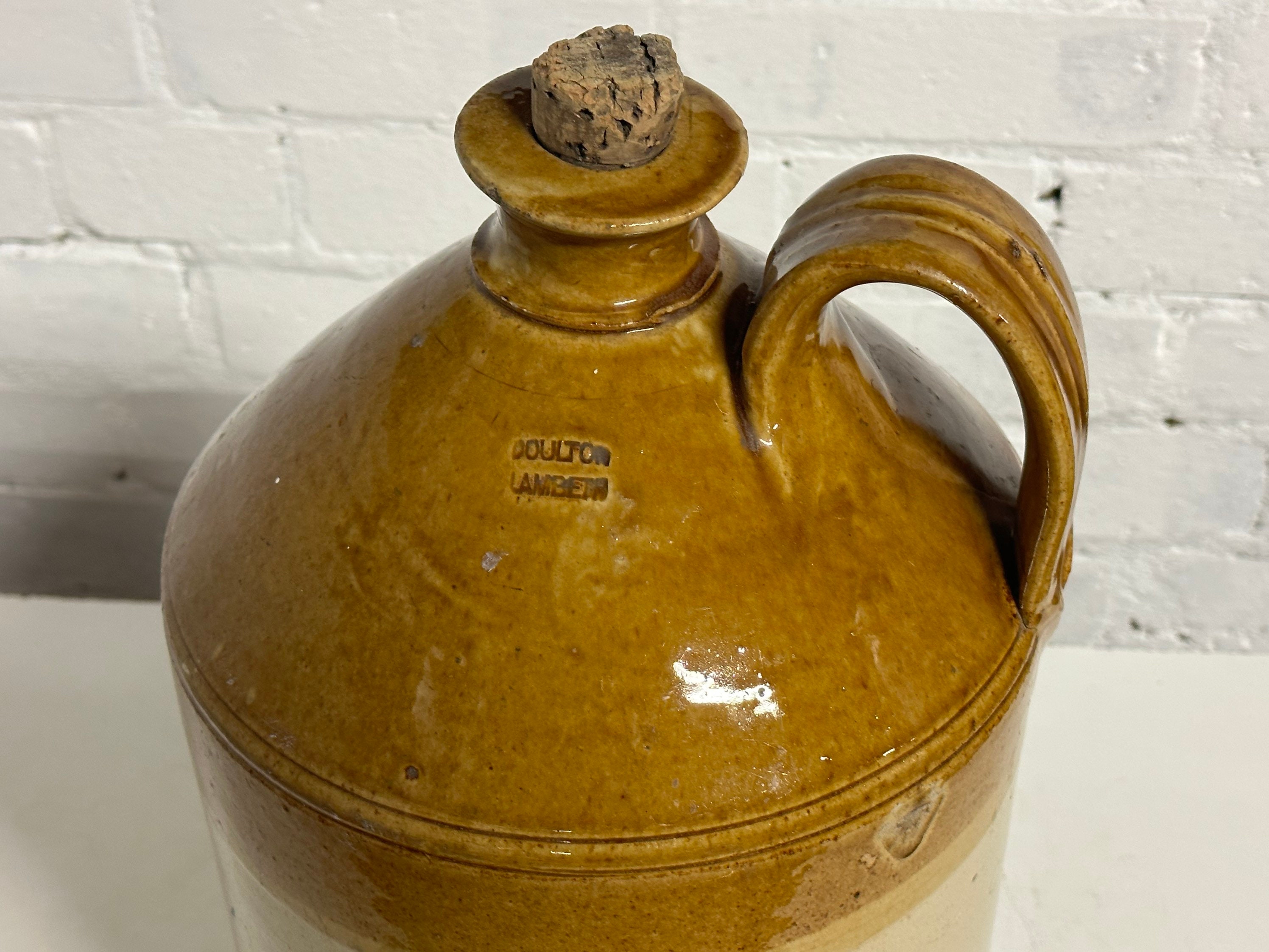 Original 19th Century Doulton Lambeth Earthenware Flagon Jug