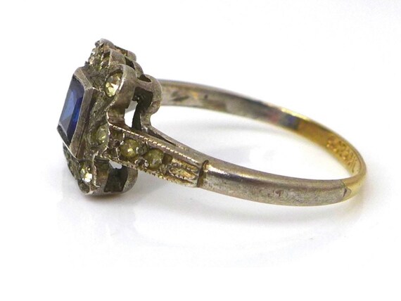 Vintage Art Deco Style Sapphire Diamond Paste 9ct… - image 5