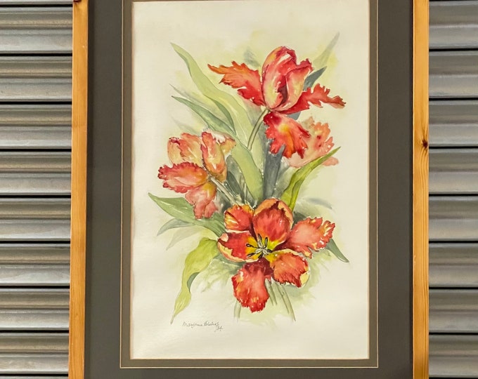 Beautiful Original Still Life Watercolour Of Flowers By Marjorie Bishop