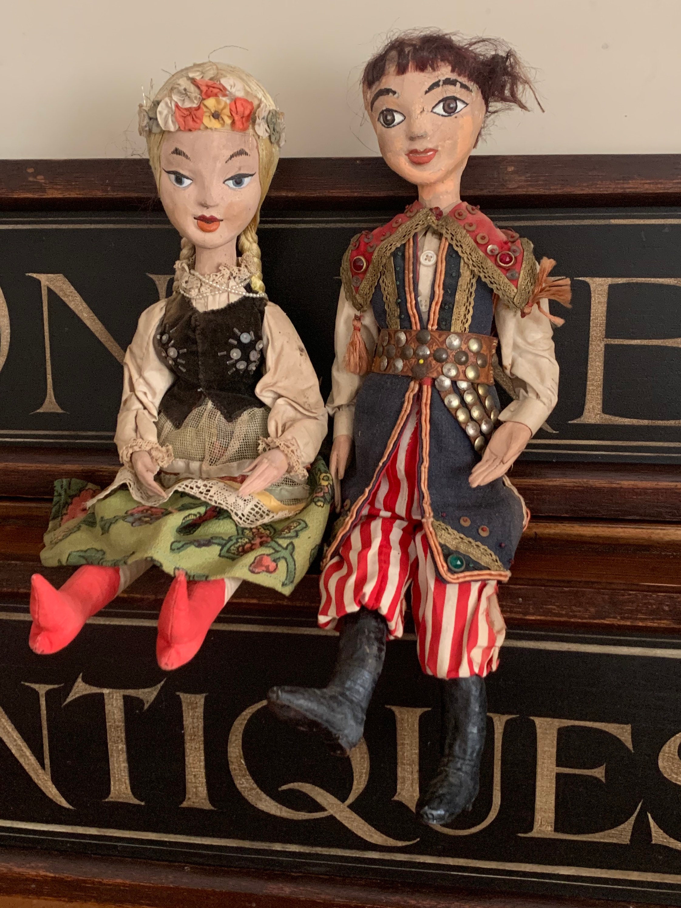 Pair of Rare 19th Century Papier Mache Dolls in Original Clothing Etsy Ireland