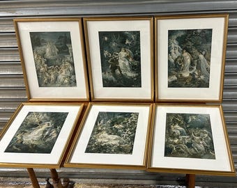 Antique Set of 6 Chromolithograph Prints – Shakespeare A Midsummer Nights Dream