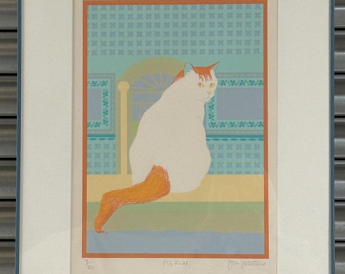 Limited Edition Screenprint Of A Cat Titled Alikhat By Joan Freestone 8/300