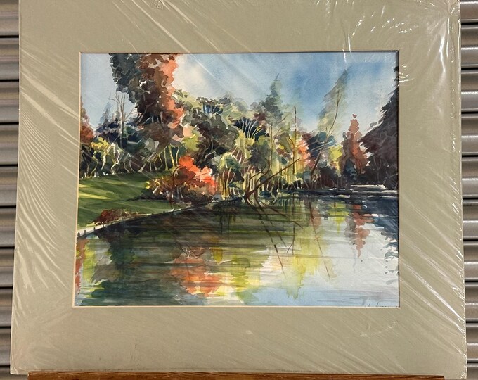 Superb Original Watercolour ‘The Lake At Syon Park’ Brentford By Raymond Raphael