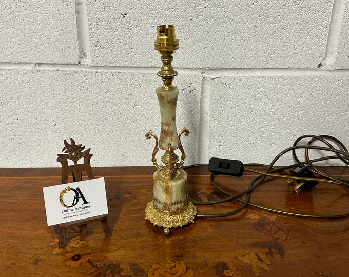 Beautiful Vintage Onyx And Gilt Metal Table Lamp - Good Working Order.