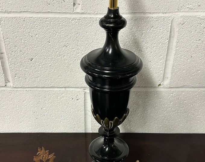 Antique Black Metal And Brass Table Lamp