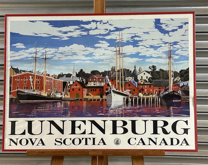 Vintage Lunenburg Harbour Poster – Michael Ricks (1987) Published By Water Street Press, Nova Scotia, Canada