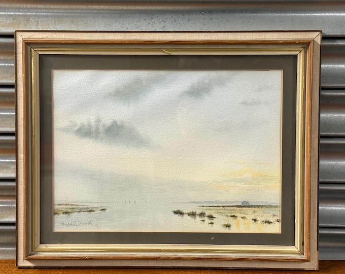 Andrew Church Watercolour Painting – Norfolk Coastal Marsh Scene - Framed & Glazed - Dated 1979