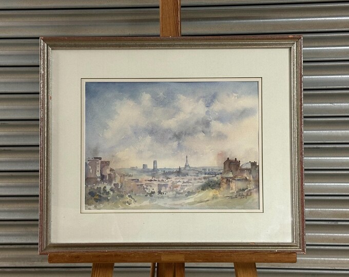 Lovely Original Watercolour of a View of Paris and the Eiffel Tower by Charlie Foster-Hall Dated 1993