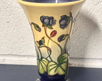Beautiful Moorcroft Hepatica Vase By Emma Bossons with Box