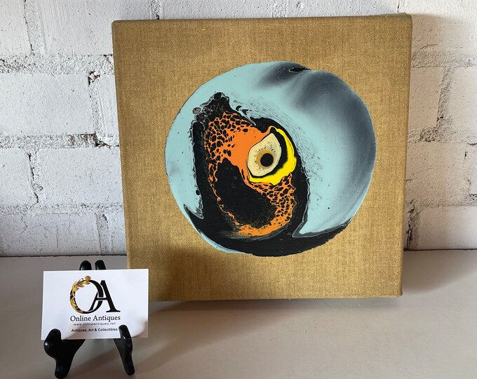 Small Circular Abstract Acrylic Painting on Canvas by the Contemporary Artist Adrian Pritchard