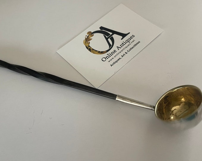 Lovely Original Antique Georgian Hallmarked For London 1802 Silver Toddy Ladle with Twisted Bone Handle