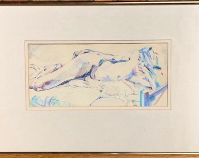 Beautiful Impressionist Style Original Pastel Study of a Reclining Nude Lady, by the Sculptor & Ceramicist Joy Trpkovic