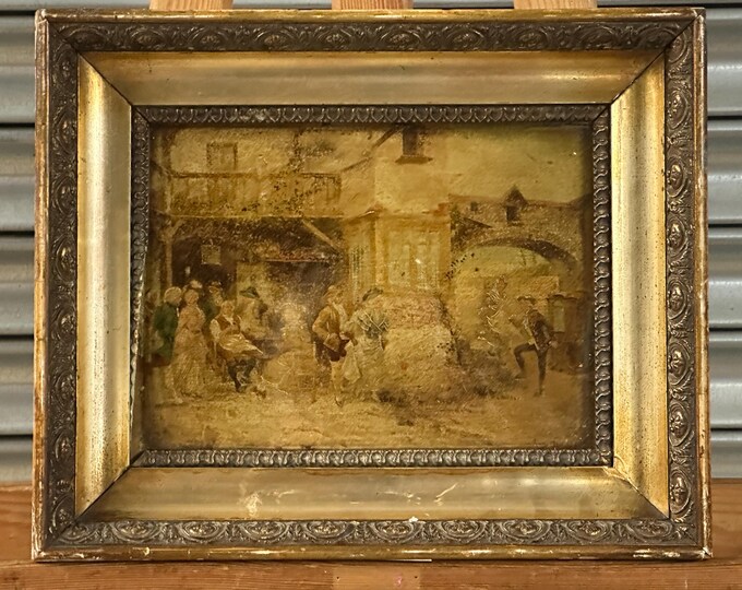 Original 19th Century Oil Painting On Panel By Spanish Alfonso Perez 1881-1914