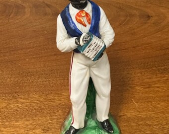 Rare Victorian 19thC Staffordshire Black Gentleman Figure Playing Accordion - Exquisite Antique Collectible