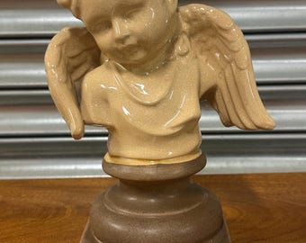 Beautiful Contemporary Ceramic Winged Cherub Bust - Home Decor / Gift Ideas