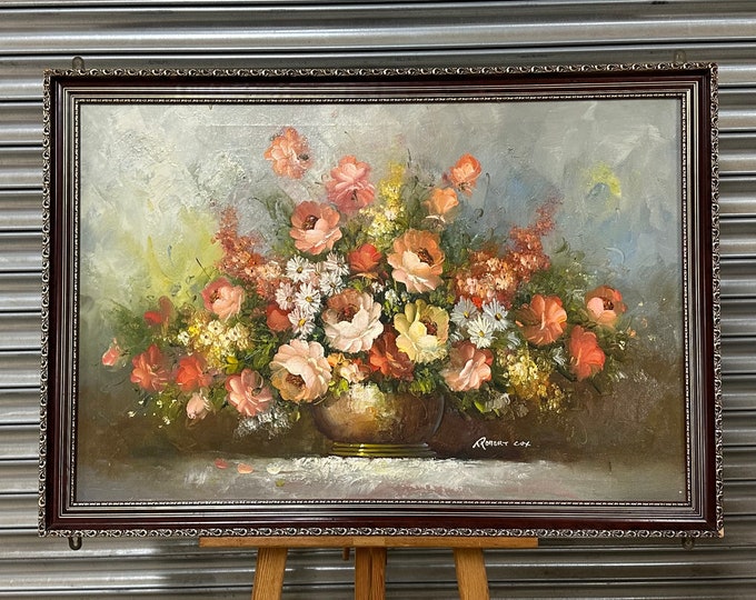 Stunning Large Still Life Oil Painting Floral Display Signed Robert Cox