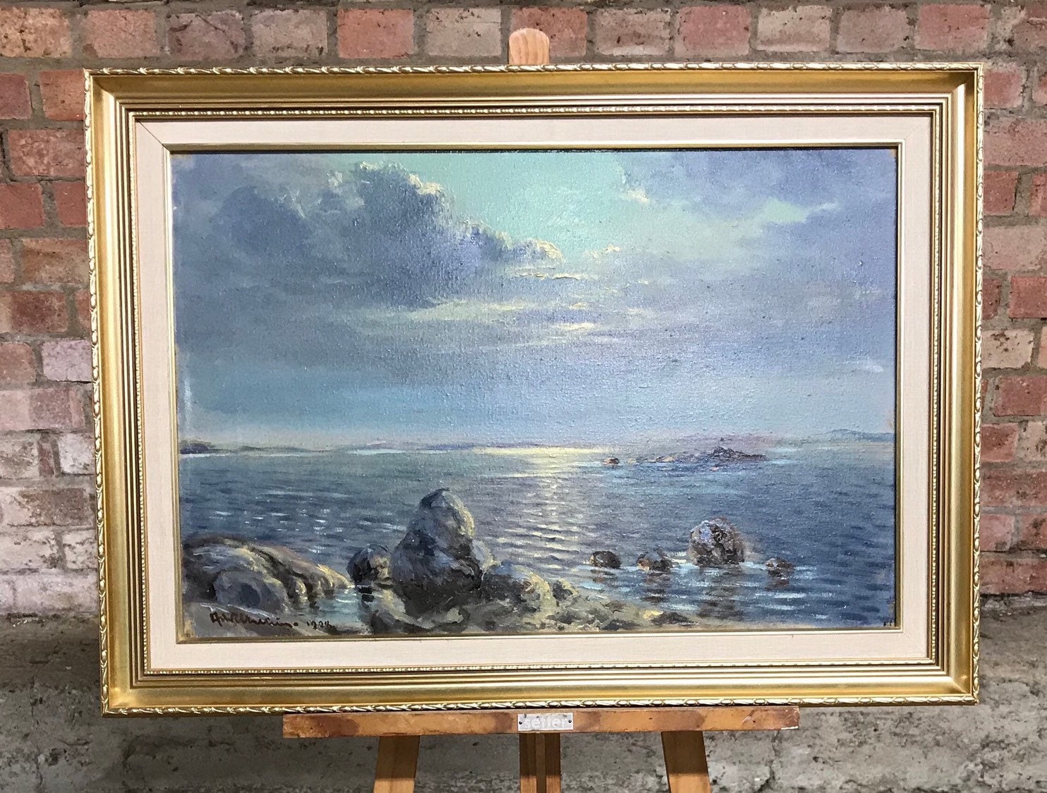 Fabulous Seascape Oil Painting On Canvas By A Wilkinson Dated 1928