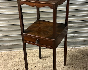 Antique Georgian Mahogany Washstand – Drawer & Shelf