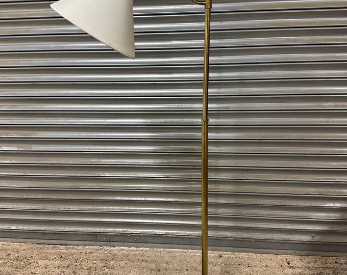 Vintage Brass Floor Lamp with White Shade - Elegant Home Décor Lighting