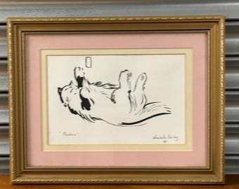 Original Ink Artwork – “Puskin” by Charlotte Fawley, Playful Cat - Lovely Gift