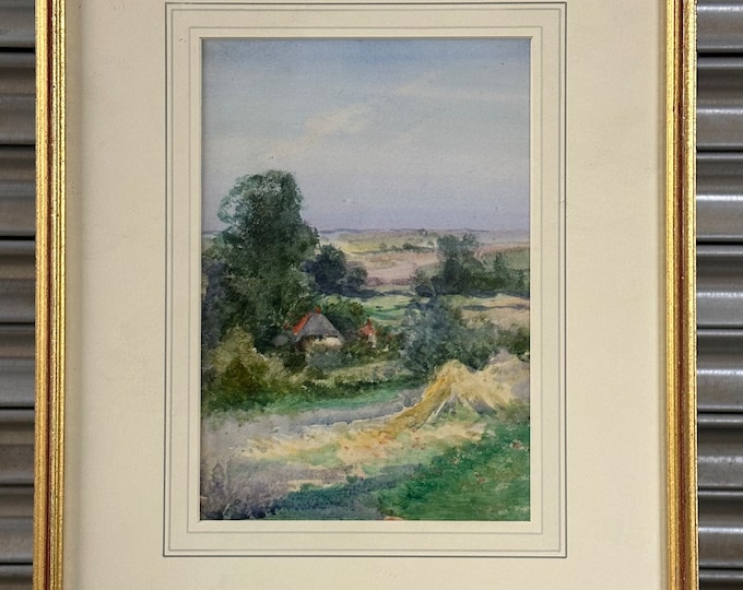 Antique Watercolour After H J Sylvester Stannard With Label Verso