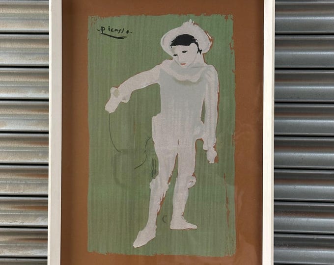 Framed Pablo Picasso Pierrot White Clown – Screen Print After the Original