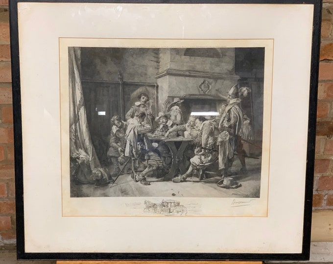 Felix Bracquemond After Jean Louis Ernest Meissonier Artist Proof Etching titled Partie Perdue circa 1889