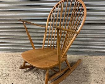 Ercol Blonde Grandfather Rocking Chair - Midcentury Model 315
