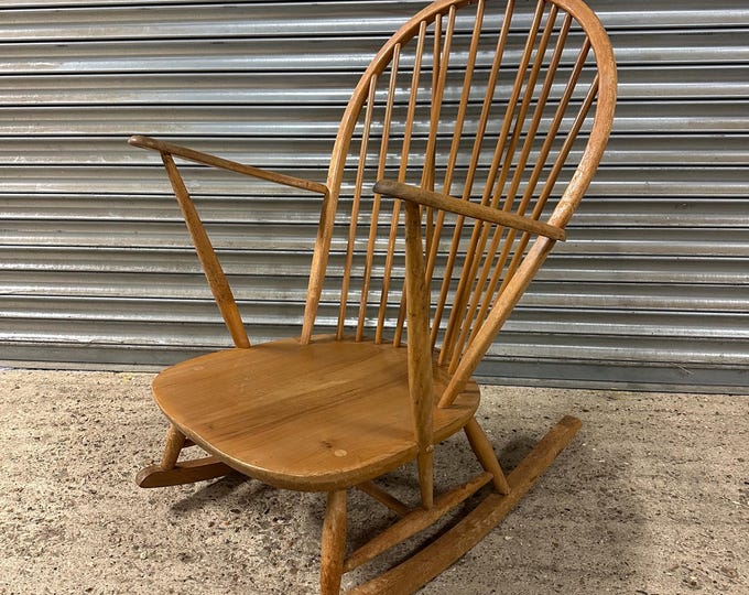 Ercol Blonde Grandfather Rocking Chair - Midcentury Model 315