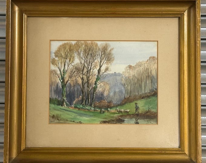 Lovely Antique 19th Century Landscape Watercolour Signed Initials G A F