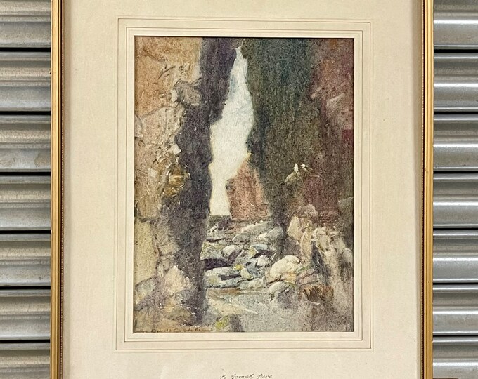 An Early 20th Century Watercolour Titled A Cornish Cove by Oswald Garside R.I