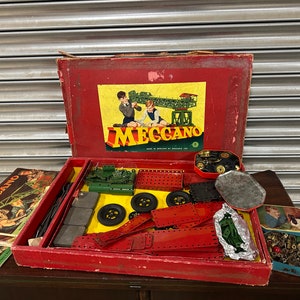 MECCANO juguetes franceses originales de acero, grúa francesa Acero 1934  Con 2 libros Meccano. -  México