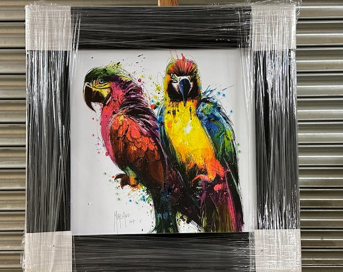Lovely Liquid Artwork Print By Patrice Murciano Titled Tropical Parrots