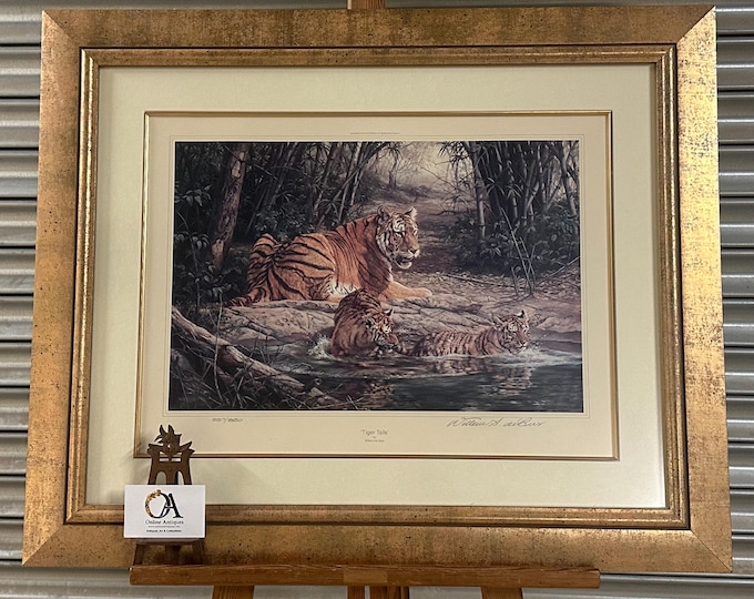 Large Limited Edition Print Of Tigers By Willem De Beer Titled Tiger Tails 597/850