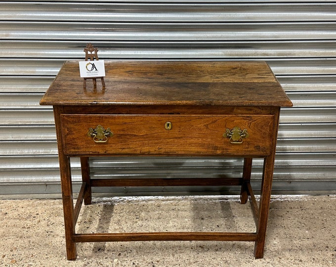 Georgian Two Plank Oak Side Table / Hall Table